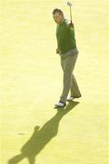 22 September 2006; Darren Clarke, Team Europe 2006, reacts after sinking a putt to go one up against Phil Mickelson and Chris DiMarco on the first hole during Friday morning's four-ball matches. 36th Ryder Cup Matches, K Club, Straffan, Co. Kildare, Ireland. Picture credit: Brendan Moran / SPORTSFILE