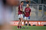 3 August 2014; Galway's Finian Hanley, left, chats with Kerry's Darran O'Sullivan after the game. GAA Football All-Ireland Senior Championship, Quarter-Final, Kerry v Galway, Croke Park, Dublin. Picture credit: Brendan Moran / SPORTSFILE