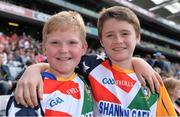 3 August 2014; Young supporters Mark O'Connell, left, age 10, from Cork, and Sebastien Jamshah, age 12, of Shannon Gaels GAA club, New York, in attendance at Croke Park. GAA Football All-Ireland Senior Championship, Quarter-Final, Mayo v Cork, Croke Park, Dublin. Picture credit: Brendan Moran / SPORTSFILE