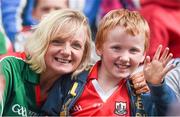 3 August 2014; Mayo supporter Henrietta O'Connell, from Kiltimagh, and her nephew Aidan McDonnell, from Kinsale, Co. Cork, before the game. GAA Football All-Ireland Senior Championship, Quarter-Final, Mayo v Cork, Croke Park, Dublin. Picture credit: Ray McManus / SPORTSFILE