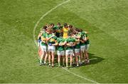 3 August 2014; The Kerry team huddle before the game. GAA Football All-Ireland Senior Championship, Quarter-Final, Kerry v Galway, Croke Park, Dublin. Picture credit: Dáire Brennan / SPORTSFILE