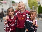 3 August 2014; The Costello sisters from Clonberne, Co. Galway, left to right, Lorna, aged 7, Amy, aged 8, Eva, aged 6, on their way to the game. GAA Football All-Ireland Senior Championship, Quarter-Final, Kerry v Galway, Croke Park, Dublin. Picture credit: Dáire Brennan / SPORTSFILE
