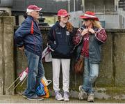 3 August 2014; Galway supporters, John Conneely, Orla Davis Connelly, and Celine Davis, from Cliften, Co. Galway, before the match on Jones' Road. GAA Football All-Ireland Senior Championship, Quarter-Final, Kerry v Galway, Croke Park, Dublin. Picture credit: Dáire Brennan / SPORTSFILE
