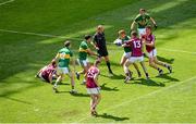 3 August 2014; Fionn Fitzgerald, Kerry, along with team-mates, left to right, Marc Ó Sé, Aidan O'Mahony, and Killian Young in action against Galway players, left to right, Michael Lundy, Damien Comer, Michael Martin, and Paul Conroy. GAA Football All-Ireland Senior Championship, Quarter-Final, Kerry v Galway, Croke Park, Dublin. Picture credit: Dáire Brennan / SPORTSFILE