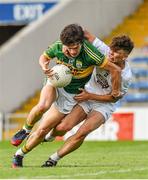 4 August 2014; Tomás Ó Sé, Kerry, is fouled by Seán Healy, Kildare, which resulted in a black card. Electric Ireland GAA Football All-Ireland Minor Championship Quarter-Final, Kerry v Kildare, Semple Stadium, Thurles, Co. Tipperary. Picture credit: Barry Cregg / SPORTSFILE