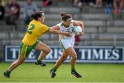 4 August 2014; Louise Galvin, Kerry, in action against Nicole McLaughlin, Donegal. TG4 All-Ireland Ladies Football Senior Championship Round 2 Qualifier, Donegal v Kerry, St Brendan's Park, Birr, Co. Offaly. Picture credit: Brendan Moran / SPORTSFILE