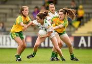 4 August 2014; Aoife Lyons, Kerry, in action against Sarah Jane McDonnell, left, and Aisleen Cunningham, Donegal. TG4 All-Ireland Ladies Football Senior Championship Round 2 Qualifier, Donegal v Kerry, St Brendan's Park, Birr, Co. Offaly. Picture credit: Brendan Moran / SPORTSFILE