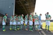 4 August 2014; General view of the Shamrock Rovers players as they line up outside their dressing room. EA Sports Cup Semi-Final, Bohemians v Shamrock Rovers, Dalymount Park, Dublin. Picture credit: David Maher / SPORTSFILE