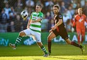 4 August 2014; Dean Kelly, Shamrock Rovers, in action against Roberto Lopes, Bohemians. EA Sports Cup Semi-Final, Bohemians v Shamrock Rovers, Dalymount Park, Dublin. Picture credit: David Maher / SPORTSFILE