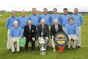 16 September 2006: Galway Golf Club, who won the Bulmers Senior Cup. Back row, left to right: David Scully, Joe Lyons, Eddie McCormack, Tom Nolan, Damien Glynn and John Neary. Front row l to r: Donal O’Sullivan, Team Captain, Serge Bruzzi, Captain, Tommy Basquille, President Elect, GUI, Eugene Fayne, Chairman, GUI Connacht Branch and Gary Scott. Bulmers Cups and Shields Finals 2006, Enniscrone Golf Club, Enniscrone, Sligo. Picture credit: Ray McManus / SPORTSFILE