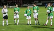 18 September 2006; Goalkeeper Lisa Burns, Ciara Grant, Mairead Walsh, Michelle Harney Nolan, Lisa Tully, before the half-time penalty shootout. eircom League Cup Final, Derry City v Shelbourne, Brandywell, Derry. Picture credit: Oliver McVeigh / SPORTSFILE