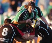 22 September 2006; Gavin Williams, Connacht, is tackled by Allister Hogg and Dougie Hall, Edinburgh Gunners. Magners Celtic League 2006 - 2007, Connacht v Edinburgh Gunners, Sportsground, Galway. Picture credit: Ray Ryan / SPORTSFILE
