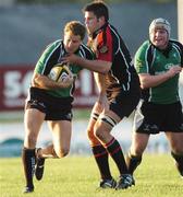 22 September 2006; Matt Mostyn, Connacht, is tackled by Phil Godman, Edinburgh Gunners. Magners Celtic League 2006 - 2007, Connacht v Edinburgh Gunners, Sportsground, Galway. Picture credit: Ray Ryan / SPORTSFILE