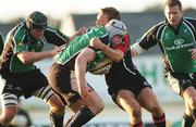 22 September 2006; Andrew Farley, Connacht, is tackled by Mike Blair, Edinburgh Gunners. Magners Celtic League 2006 - 2007, Connacht v Edinburgh Gunners, Sportsground, Galway. Picture credit: Ray Ryan / SPORTSFILE