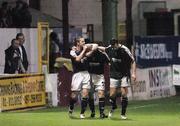 22 September 2006; Derry City players Kevin McHugh, Patrick McCorr and Kieran Martin celebrate their side's first goal. eircom League Premier Division, Shelbourne v Derry City, Tolka Park, Dublin. Picture credit: Ray Lohan / SPORTSFILE