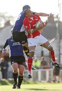 23 September 2006; Gavin Thomas, Llanelli Scarlets, is tackled by Jamie Heaslip, Leinster. Magners Celtic League 2006 - 2007, Llanelli Scarlets v Leinster, Stradley Park, Wales. Picture credit: Tim Parfitt / SPORTSFILE