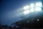 2 August 2014; A view of the floodlights in the rain during the game. GAA Football All-Ireland Senior Championship, Round 4B, Kildare v Monaghan, Croke Park, Dublin. Picture credit: Ramsey Cardy / SPORTSFILE