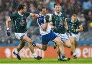 2 August 2014; Conor Boyle, Monaghan, in action against Pádraig O'Neill, left, and Eoghan O'Flaherty, Kildare. GAA Football All-Ireland Senior Championship, Round 4A, Kildare v Monaghan, Croke Park, Dublin. Picture credit: Ramsey Cardy / SPORTSFILE