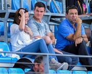 5 August 2014; Ireland and Racing Metro out-half Jonathan Sexton with his wife Laura and son Luca at the game alongside IRFU Performance Director David Nucifora, right. 2014 Women's Rugby World Cup Fina, Pool B, Ireland v New Zealand, Marcoussis, Paris, France. Picture credit: Aurélien Meunier / SPORTSFILE
