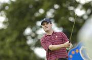 24 September 2006; Zach Johnson, Team USA 2006, watches his tee shot on the 12th tee box during Sunday's singles matches. 36th Ryder Cup Matches, K Club, Straffan, Co. Kildare, Ireland. Picture credit: Matt Browne / SPORTSFILE