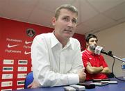 27 September 2006; Derry City manager Stephen Kenny during a press conference ahead of their UEFA Cup First Round, Second Leg fixture against Paris Saint-Germain on Thursday next. Parc des Princes, Paris, France. Picture credit: Oliver McVeigh / SPORTSFILE