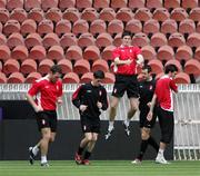 27 September 2006; Patrick Jennings, Gareth McGlynn, Ken Oman, Ciaran Martyn, and Killian Brennan, Derry City, in action during squad training. Parc du Princes, Paris, France. Picture credit: Oliver McVeigh / SPORTSFILE