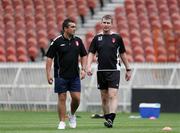 27 September 2006; Derry City manager Stephen Kenny, right, in conversation with team attendant Gavin Doherty during squad training. Parc du Princes, Paris, France. Picture credit: Oliver McVeigh / SPORTSFILE