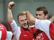 29 September 2006; Trevor Molloy, left, St. Patrick's Athletic, celebrates after scoring his side's third goal with team-mate Dave Mulcahy. Carlsberg FAI Cup, Quarter-Final, St. Patrick's Athletic v Longford Town, Richmond Park, Dublin. Picture credit: David Maher / SPORTSFILE