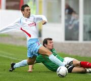30 September 2006; Kyle Neil, Glentoran, in action against Mark Picking, Ballymena United. Carnegie Premier League, Glentoran v Ballymena United, The Oval, Belfast. Picture credit: Russell Pritchard / SPORTSFILE