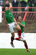 30 September 2006; Kyle Neil, Glentoran, celebrates with team-mate Sean Ward, right, after scoring a goal for his side. Carnegie Premier League, Glentoran v Ballymena United, The Oval, Belfast. Picture credit: Russell Pritchard / SPORTSFILE