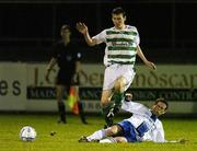 30 September 2006; Ger Rowe, Shamrock Rovers, in action against Damien Rushe, Athlone Town. Carlsberg FAI Cup, Quarter-Final, Athlone Town v Shamrock Rovers, Dubarry Park, Athlone, Co. Westmeath. Picture credit: Brendan Moran / SPORTSFILE