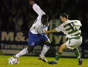 30 September 2006; Eric Lavine, Athlone Town, in action against David Cassidy, Shamrock Rovers. Carlsberg FAI Cup, Quarter-Final, Athlone Town v Shamrock Rovers, Dubarry Park, Athlone, Co. Westmeath. Picture credit: Brendan Moran / SPORTSFILE