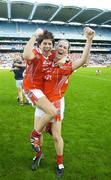 1 October 2006; Caoimhe Creedon, left, and Mary O'Connor, Cork, celebrate after victory over Armagh. TG4 Ladies All-Ireland Senior Football Championship Final, Cork v Armagh, Croke Park, Dublin. Picture credit: Brendan Moran / SPORTSFILE