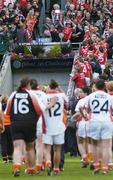 1 October 2006; Cork players celebrate as dejected Armagh players leave the pitch at the end of the game. TG4 Ladies All-Ireland Senior Football Championship Final, Cork v Armagh, Croke Park, Dublin. Picture credit: David Maher / SPORTSFILE