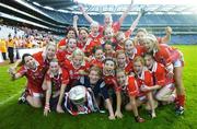 1 October 2006; The Cork team celebrate with the Brendan Martin Cup after victory over Armagh. TG4 Ladies All-Ireland Senior Football Championship Final, Cork v Armagh, Croke Park, Dublin. Picture credit: Brendan Moran / SPORTSFILE