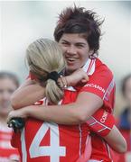 1 October 2006; Caoimhe Creedon, right, Cork, celebrates with team-mate Mary O'Connor at the end of the game. TG4 Ladies All-Ireland Senior Football Championship Final, Cork v Armagh, Croke Park, Dublin. Picture credit: David Maher / SPORTSFILE