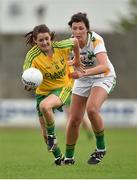4 August 2014; Katy Herron, Donegal, in action against Lorraine Scanlon, Kerry. TG4 All-Ireland Ladies Football Senior Championship Round 2 Qualifier, Donegal v Kerry, St Brendan's Park, Birr, Co. Offaly. Picture credit: Brendan Moran / SPORTSFILE