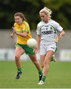 4 August 2014; Bernie Breen, Kerry, in action against Ciara Hegarty, Donegal. TG4 All-Ireland Ladies Football Senior Championship Round 2 Qualifier, Donegal v Kerry, St Brendan's Park, Birr, Co. Offaly. Picture credit: Brendan Moran / SPORTSFILE