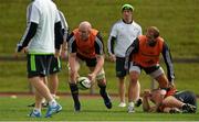 8 August 2014; Munster's Paul O'Connell, alongside team-mates Duncan Williams and Andrew Conway, in action during squad training. Munster Rugby Squad Pre-Season Training, University of Limerick, Limerick. Picture credit: Diarmuid Greene / SPORTSFILE