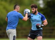 8 August 2014; Leinster's Mick McGrath with Cillian Reardon, strength & conditioning coach, during squad training at a Leinster Rugby Training Open Day held in Ashbourne RFC, Ashbourne, Co. Meath. Picture credit: Stephen McCarthy / SPORTSFILE