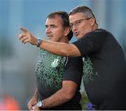 8 August 2014; Shamrock Rovers manager Pat Fenlon, left, and assistant manager John Gill. SSE Airtricity League Premier Division, Shamrock Rovers v Derry City, Tallaght Stadium, Tallaght, Co. Dublin. Picture credit: David Maher / SPORTSFILE