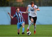8 August 2014; Sean Gannon, Dundalk, in action against Carl Walshe, Drogheda United. SSE Airtricity League Premier Division, Drogheda United v Dundalk, United Park, Drogheda, Co. Louth. Photo by Sportsfile
