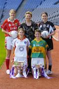 26 September 2006; President, Cumann Peil Gael na mBan Geraldine Giles with team captains, clockwise from back left, Juliet Murphy, Cork, Angela Doohan, Sligo, Ann Marie Cox, Leitrim and Bronagh O'Donnell, Armagh, at a photocall ahead of the TG4 All-Ireland Ladies Junior and Senior Football Championship Finals which will take place on Sunday next. Croke Park, Dublin Picture credit: Brendan Moran / SPORTSFILE