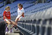 26 September 2006; Cork captain Juliet Murphy, left, in conversation with Armagh captain Bronagh O'Donnell at a photocall ahead of the TG4 All-Ireland Ladies Senior Football Championship Final which will take place on Sunday next. Croke Park, Dublin Picture credit: Brendan Moran / SPORTSFILE