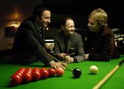 26 September 2006; Snooker champions, left to right, Michael Judge, Alex Higgins and Ken Doherty, at the launch of the VCPoker.ie Irish Professional Snooker Championship. The Championship will take place in the Spawell in Templeogue, from the 9th - 11th October 2006. Spawell, Templogue, Dublin. Picture credit: David Maher / SPORTSFILE