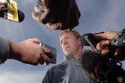 4 October 2006; Republic of Ireland manager Steve Staunton during a pitch side press conference at the end of squad training. Malahide FC, Malahide, Dublin. Picture credit: David Maher / SPORTSFILE