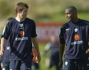 4 October 2006; Republic of Ireland players Kevin Kilbane and his team-mate Clinton Morrison during squad training. Malahide FC, Malahide, Dublin. Picture credit: David Maher / SPORTSFILE