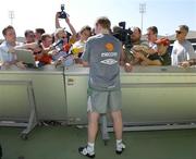 5 October 2006; Republic of Ireland manager Steve Staunton answers questions during a press conference at the end of squad training. Tsirion Stadium, Limassol, Cyprus. Picture credit: David Maher / SPORTSFILE