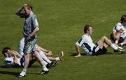 5 October 2006; Manager Steve Staunton walks past some of his players, including Kevin Kilbane, left, and Aiden McGeady, right, during Republic of Ireland squad training. Tsirion Stadium, Limassol, Cyprus. Picture credit: Brian Lawless / SPORTSFILE