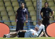 6 October 2006; Republic of Ireland captain Robbie Keane and team-mate Damien Duff during squad training. Tsirion Stadium, Limassol, Cyprus. Picture credit: Brian Lawless / SPORTSFILE